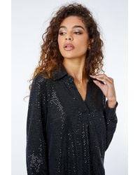 Roman - Stretch Sequin V-Neck Shirt - Lyst