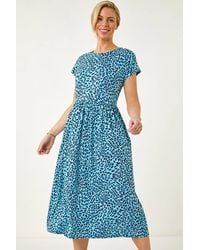 Roman Petite - Abstract Print Stretch Midi Dress - Lyst