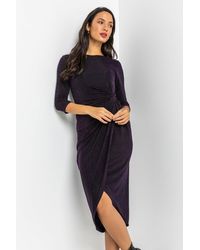 Roman - Fitted Sparkle Twist Front Ruched Wrap Dress - Lyst