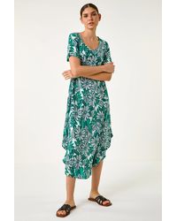 Roman - Floral Print Midi T-Shirt Dress - Lyst