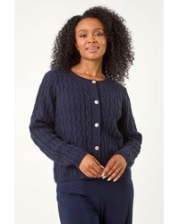 Roman Petite - Cable Button Down Cardigan - Lyst