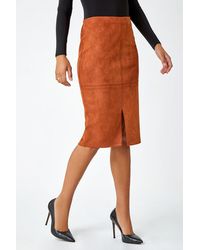Roman - Suedette Pencil Stretch Skirt - Lyst