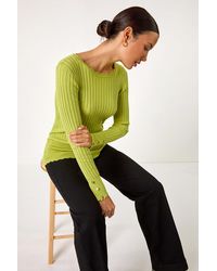 Roman - Button Detail Ribbed Longline Jumper - Lyst