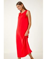 Roman - Satin A-Line Midi Dress - Lyst