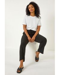 Roman Petite - Linen Blend Stripe Trousers - Lyst