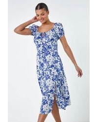 Lilly-and-Hope - Floral Tie Detail Midi Dress - Lyst