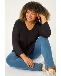 Roman Curve - V-Neck Pleat Tunic Top - Lyst