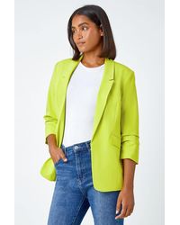 Roman - Ruched 3/4 Sleeve Stretch Blazer - Lyst