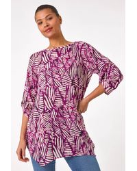 Roman - Longline Print Tunic Top - Lyst