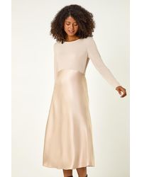 D.u.s.k - Satin Stretch Midi Dress - Lyst