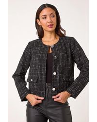 Roman - Collarless Buttoned Boucle Jacket - Lyst