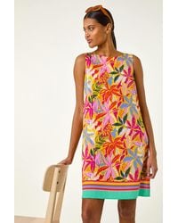Roman - Tropical Leaf Print Shift Dress - Lyst