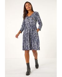 Roman - Tie Dye Button Detail V-Neck Dress - Lyst