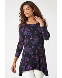 Roman - Paisley Pocket Detail Stretch Tunic Swing Top - Lyst