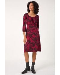 Roman - Floral Print Stretch Jersey Dress - Lyst