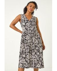 Roman Petite - Print Button Through Pocket Dress - Lyst