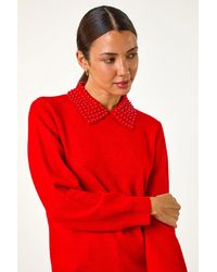 Roman - Faux Pearl Collar Jumper - Lyst