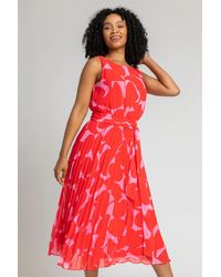 Roman Lace Top Overlay Pleated Midi 