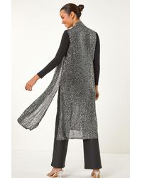 Roman - Sequin Longline Stretch Cardigan - Lyst