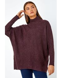 Roman - Cable Knit Roll Neck Stretch Longline Jumper - Lyst