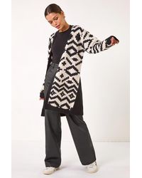 Roman - Mono Geometric Pattern Knit Cardigan - Lyst