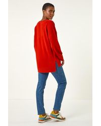 Roman - Soft V-Neck Side Split Knit Sweater - Lyst