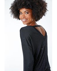 Roman - Stretch Glitter Blouson Top - Lyst