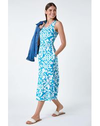 Roman - Batik Print Stretch Jersey Pocket Dress - Lyst