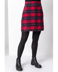 Roman - Checked Zip Detail Brushed Skirt - Lyst