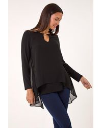 Roman - Ring Front Chiffon Overlay Tunic - Lyst