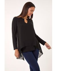 Roman - Ring Front Chiffon Overlay Tunic - Lyst
