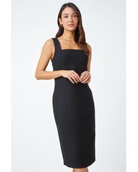 Roman - Pleat Textured Bodycon Shift Dress - Lyst