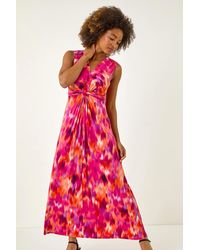 Roman - Abstract Twist Front Maxi Dress - Lyst