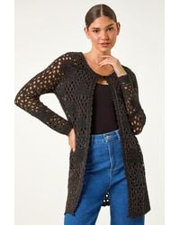 Roman - Shimmer Longline Knit Cardigan - Lyst