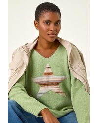 Roman - Soft V-Neck Star Jumper - Lyst