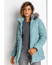 Roman - Faux Fur Trim Hooded Coat - Lyst