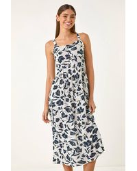 Roman - Floral Print Midi Sundress - Lyst