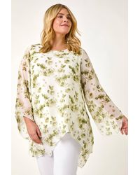 Roman Curve - Floral Print Overlay Top - Lyst
