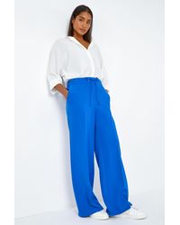 Roman - Wide Leg Elastic Waist Tie Front Trouser - Lyst