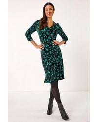 Roman - Floral Side Button Dress - Lyst