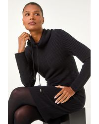 Roman - Ribbed Cowl Neck Jumper Dress - Lyst
