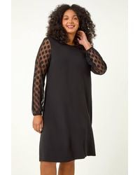 Roman Curve - Spot Stretch Mesh Swing Dress - Lyst