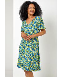Roman - Petite Floral Print Stretch Jersey Dress - Lyst