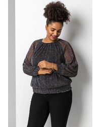 Roman Curve - Foil Shimmer Plisse Top - Lyst