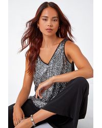 Roman Petite - Sequin Stretch Vest Top - Lyst