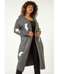 Roman Curve - Printed Longline Cardigan - Lyst