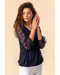 Roman - Burnout Tie Sleeve V-Neck Overlay Top - Lyst