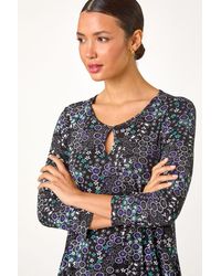 Roman - Abstract Circle Print Cutout Tunic Top - Lyst