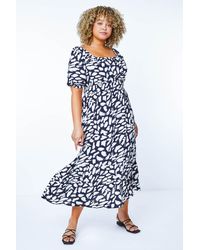 Roman Curve - Stretch Waist Midi Dress - Lyst