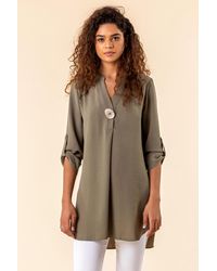 Roman - Longline Button Detail Tunic Top - Lyst